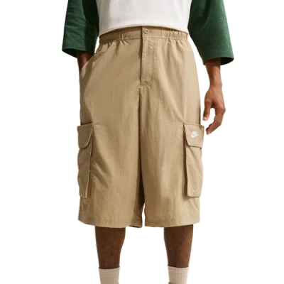 Nike Mens Club Oversized Cargo Shorts In White/beige