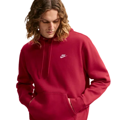 Nike Mens Club Pullover Hoodie In Red