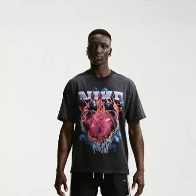 Nike Mens Crew Neck Long Sleeve Regular Fit Graphic T-shirt In Black