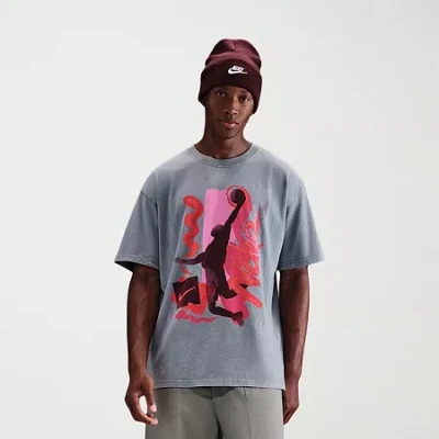 Nike Mens Crew Neck Short Sleeve Regular Fit Big And Tall Graphic T-shirt In Gray