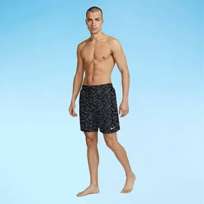 Nike Mens Drawstring Waist Logo Swim Trunks In Black