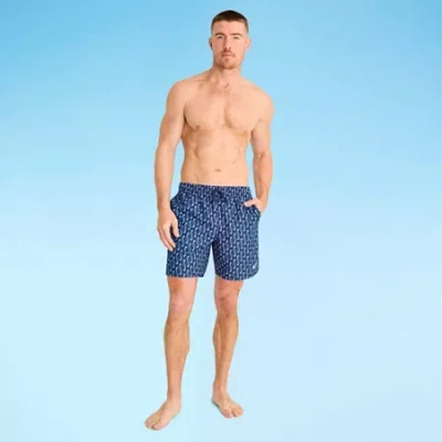 Nike Mens Drawstring Waist Logo Swim Trunks In Blue