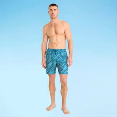 Nike Mens Drawstring Waist Logo Swim Trunks In Blue