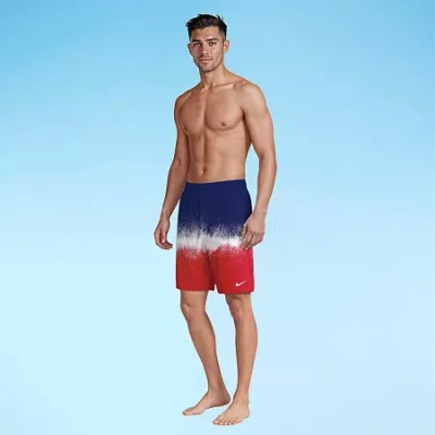 Nike Mens Drawstring Waist Swim Trunks In Blue