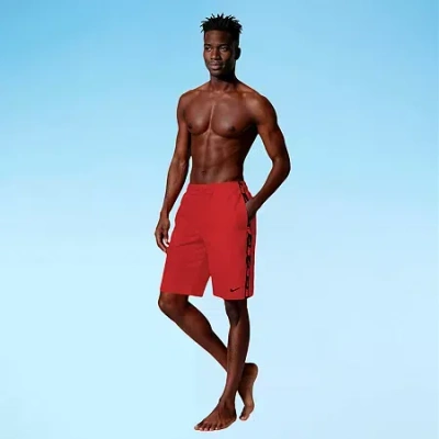 Nike Mens Drawstring Waist Swim Trunks In Red
