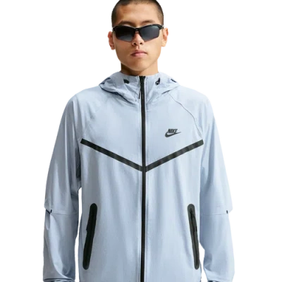 Nike Mens Drifit Tech Woven Windrunner Fz Jacket In Light Armory Blue/light Armory Blue/black