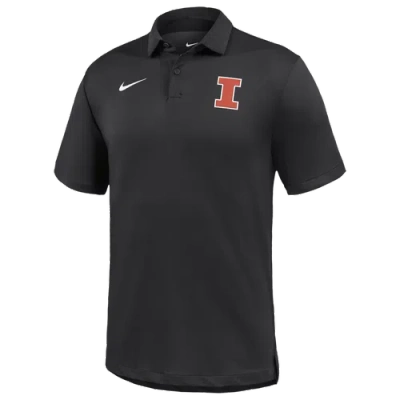 Nike Mens Illinois Fighting Illini Illinois Dri-fit Polo In Black