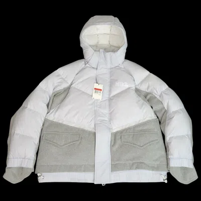 Pre-owned Nike Mens Large Sacai Nrg 800 Down Parka Jacket Pure Platinum White Ct3269-043