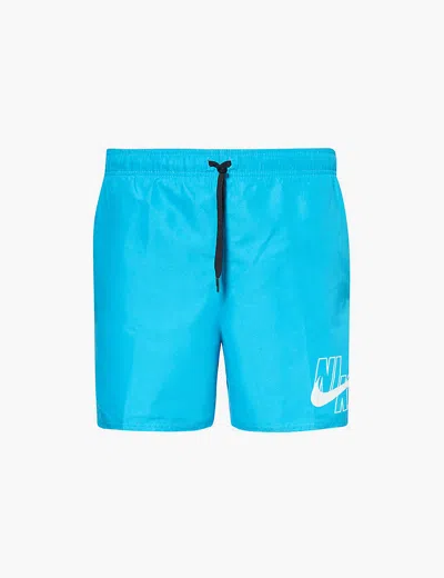 Nike Mens  Logo Slide 5' Volley Drawstring Waistband Straight Leg Regular-fit Swim Shorts In Blue