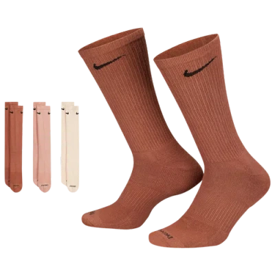 Nike Mens  3 Pack Dri-fit Plus Crew Socks In Beige/beige