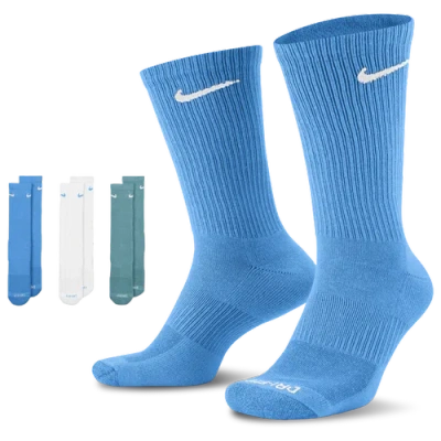 Nike Mens  3 Pack Dri-fit Plus Crew Socks In Blue/white