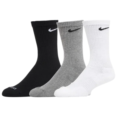 Nike Mens  3 Pack Dri-fit Plus Crew Socks In Grey/black