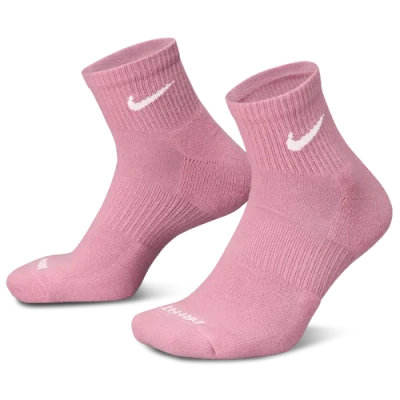 Nike Mens  3 Pack Dri-fit Plus Quarter Socks In Sail/elemental Pink