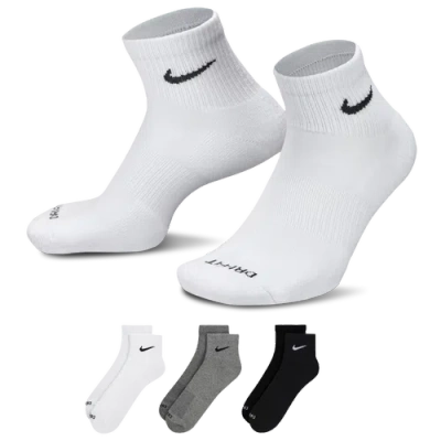 NIKE MENS NIKE 3 PACK DRI-FIT PLUS QUARTER SOCKS