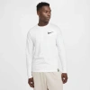 Nike Swim Long Sleeved Solid Color Dri-fit T-shirt With Contrasti In White