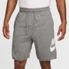 Nike Mens  Club Alumni Ft Shorts In Dark Grey Heather/white/light Smoke Grey