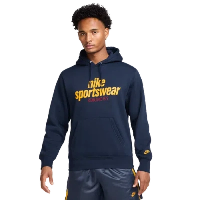 Nike Mens  Club Bb Pullover Hoodie Nsw Gfx In Obsidian/obsidian