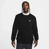 Nike Men's Club Crew-neck Sweater In Black/white