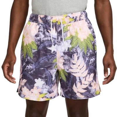 Nike Mens  Club Flow Shorts In Hydrangeas/dark Raisin/barely Grape/arctic Orange