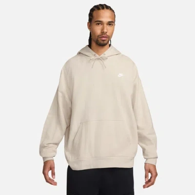 Nike Mens  Club Ft Oversized Pullover Hoodie In White/light Orewood Brown