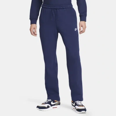Nike Men's  Sportswear Club Knit Open-hem Pants In Midnight Navy/white