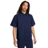 Nike Club Oversize Short Sleeve Cotton Poplin Button-up Shirt In Obsidian/obsidian