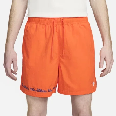 Nike Mens  Club Varsity Flow Shorts In Safety Orange/white