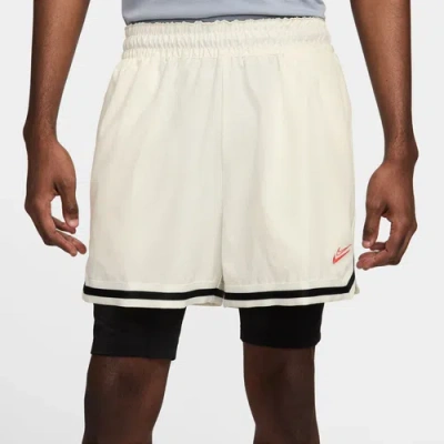 Nike Men's Kd Dna 2-in-1 4" Basketball Shorts Size Large Polyester/spandex In Black/sail
