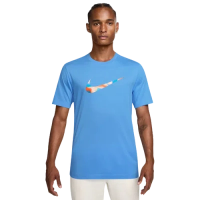 Nike Mens  Dri-fit Lava Swoosh T-shirt In University Blue/multi