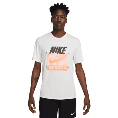 Nike Mens  Dri-fit Run Energy T-shirt In Summit White/orange