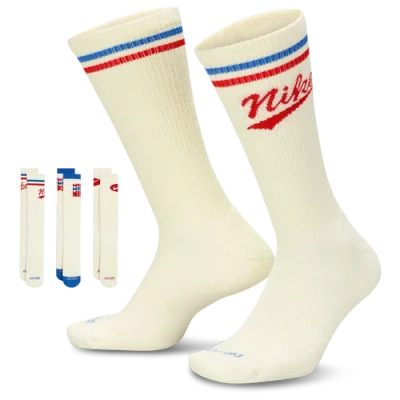 Nike Mens  Everyday Plus Crew Socks 3 Pack In Red/blue/white