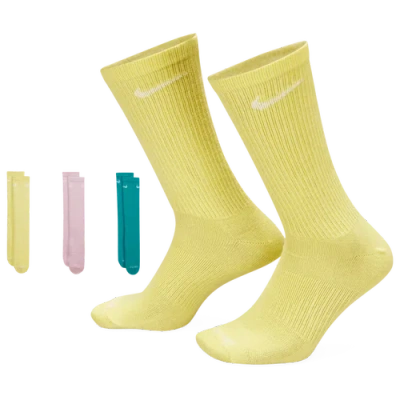 Nike Mens  Everyday Plus Lightweight 3 Pack Crew Socks In Pink/teal/yellow