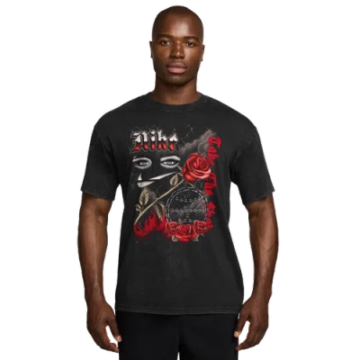 Nike Mens Crew Neck Long Sleeve Regular Fit Graphic T-shirt In Black