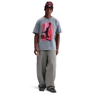 Nike Mens Crew Neck Short Sleeve Regular Fit Big And Tall Graphic T-shirt In Gray