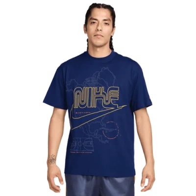 Nike Mens  Max 90 Short Sleeve T-shirt In Blue Void/gold