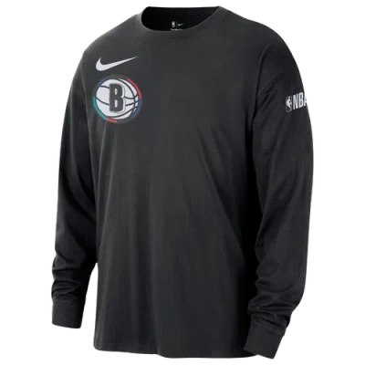 Nike Brooklyn Nets Courtside City Edition  Men's Nba Max90 Long-sleeve T-shirt In Black