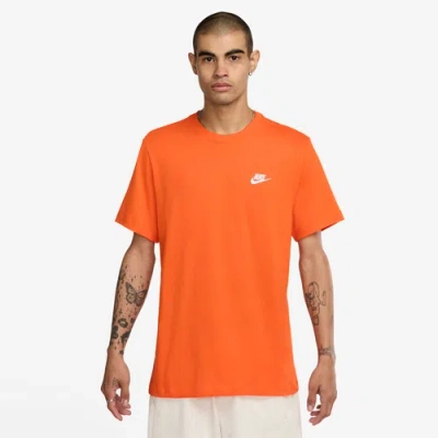 Nike Sportswear Club T-shirt In Safety Orange/white