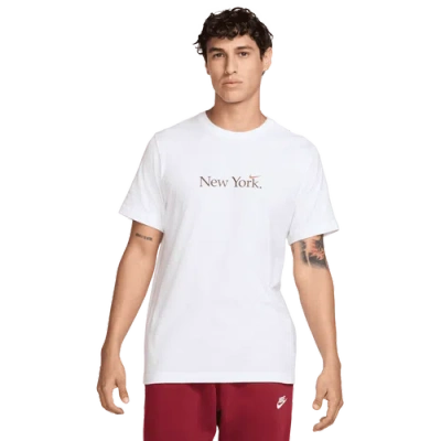 Nike Mens  Nyc Short Sleeve Crew T-shirt In White/cosmic Clay