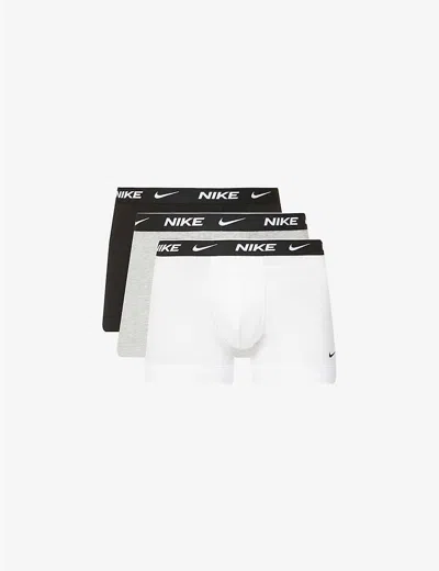 NIKE MENS NIKE PACK OF THREE EVERYDAY STRETCH-COTTON JERSEY TRUNKS,40426284