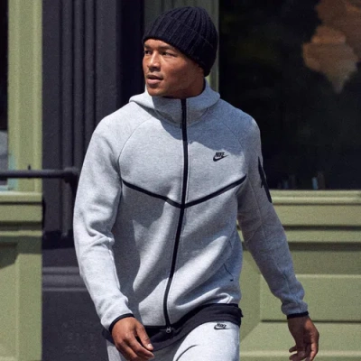 Nike Mens  Tech Fleece Full-zip Windrunner Hoodie In Dark Grey Heather/black