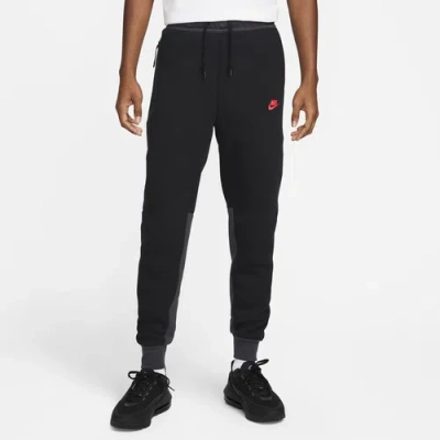 Nike Mens  Tech Fleece Joggers In Dark Smoke Grey/black/lt Crimson