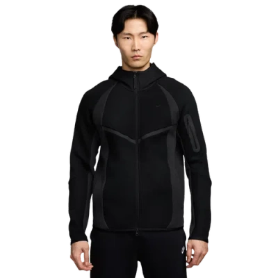 Nike Tech Colorblock Full Zip Fleece Windrunner Jacket In Black