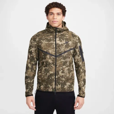 Nike Mens  Tech Fleece Windrunner Full-zip Jacket In Black/neutral Olive