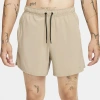 Nike Men's Unlimited Dri-fit 5" Unlined Versatile Shorts In Khaki/black