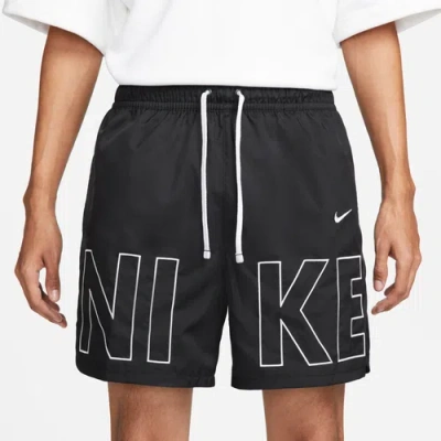 Nike Mens  Woven Monogram Flow Shorts In Black/white