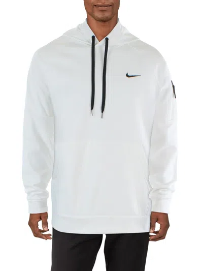 Nike Mens Sweatshirt Fitness Hoodie In White