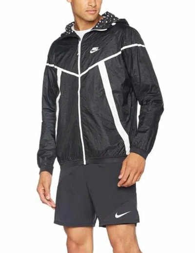 Pre-owned Nike Mens Tech Hyperfuse Windrunner Jacket 642966-010 In Black/white