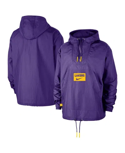 Nike Men's Purple Los Angeles Lakers Courtside Premium Club Anorak Quarter-zip Pullover Hoodie
