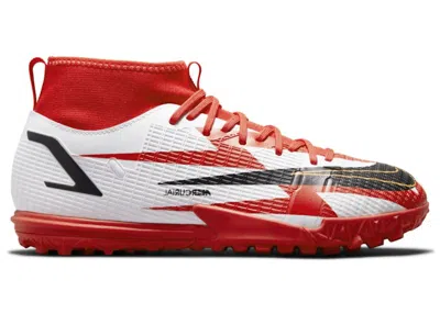 Pre-owned Nike Mercurial Superfly 8 Academy Cr7 Tf Sneakers In Chile Red/white/total Orange