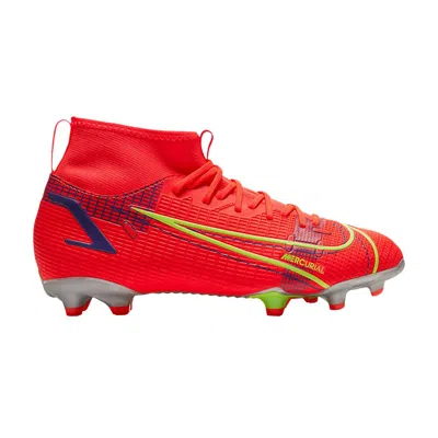 Pre-owned Nike Mercurial Superfly 8 Academy Mg Gs 'bright Crimson Indigo Burst' | Orange | Kid's Size 5